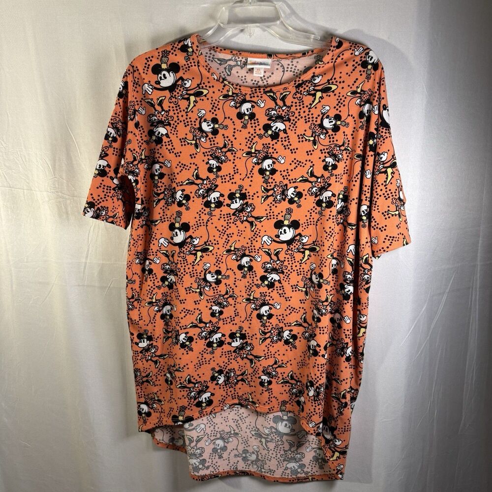 LulaRoe Disney Minnie Orange Graphic Tee XS Women’s Oversized High Low Hem